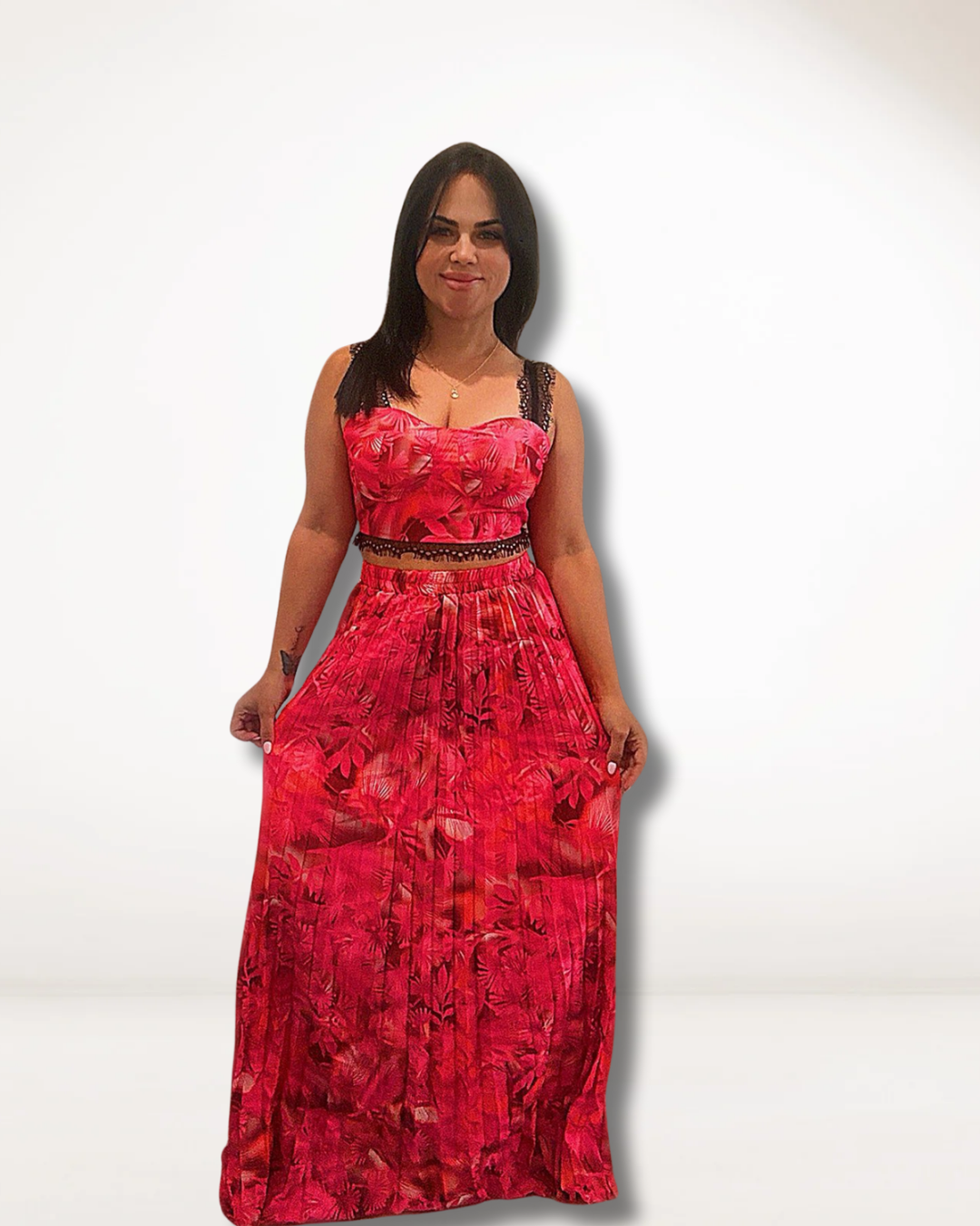 Fuchsia Floral Two-Piece Set