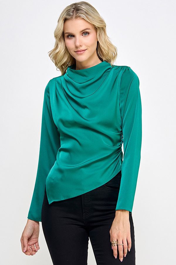 The Pearl Essence' Ribbed Knit Sweater - Dusty Pink Mock Neck