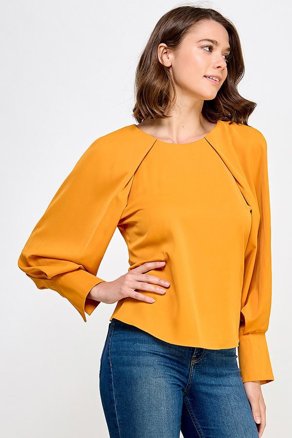 Regal Drape Satin Top Purple Asymmetrical Mock Neck